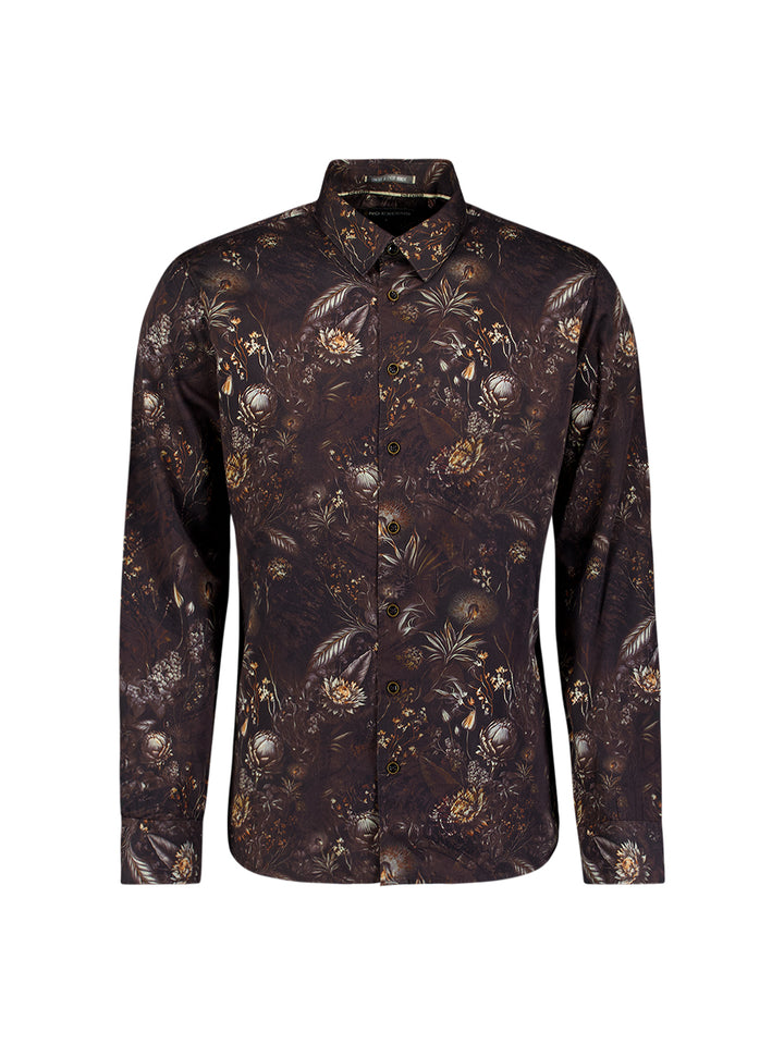 Shirt Allover Printed Satin Weave, Black 020 Bild 5
