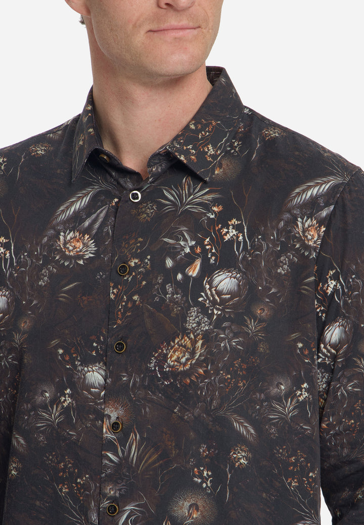 Shirt Allover Printed Satin Weave, Black 020 Bild 7