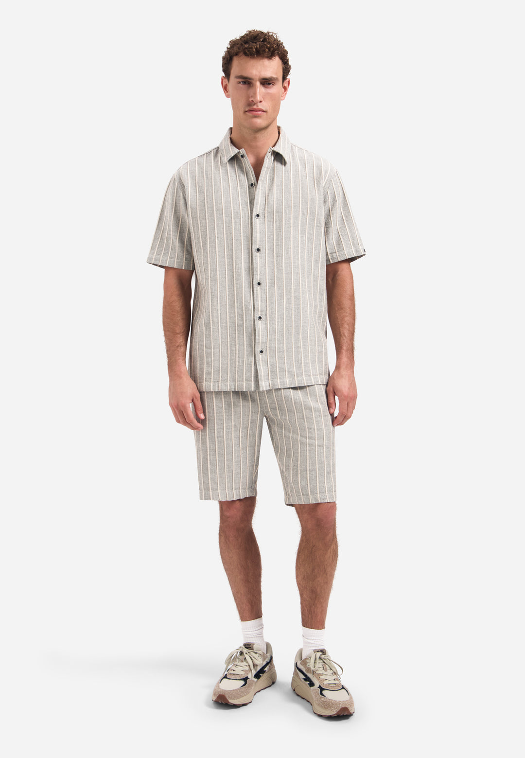 Shirt Short Sleeve Fancy Striped, Sand 015 Bild 3