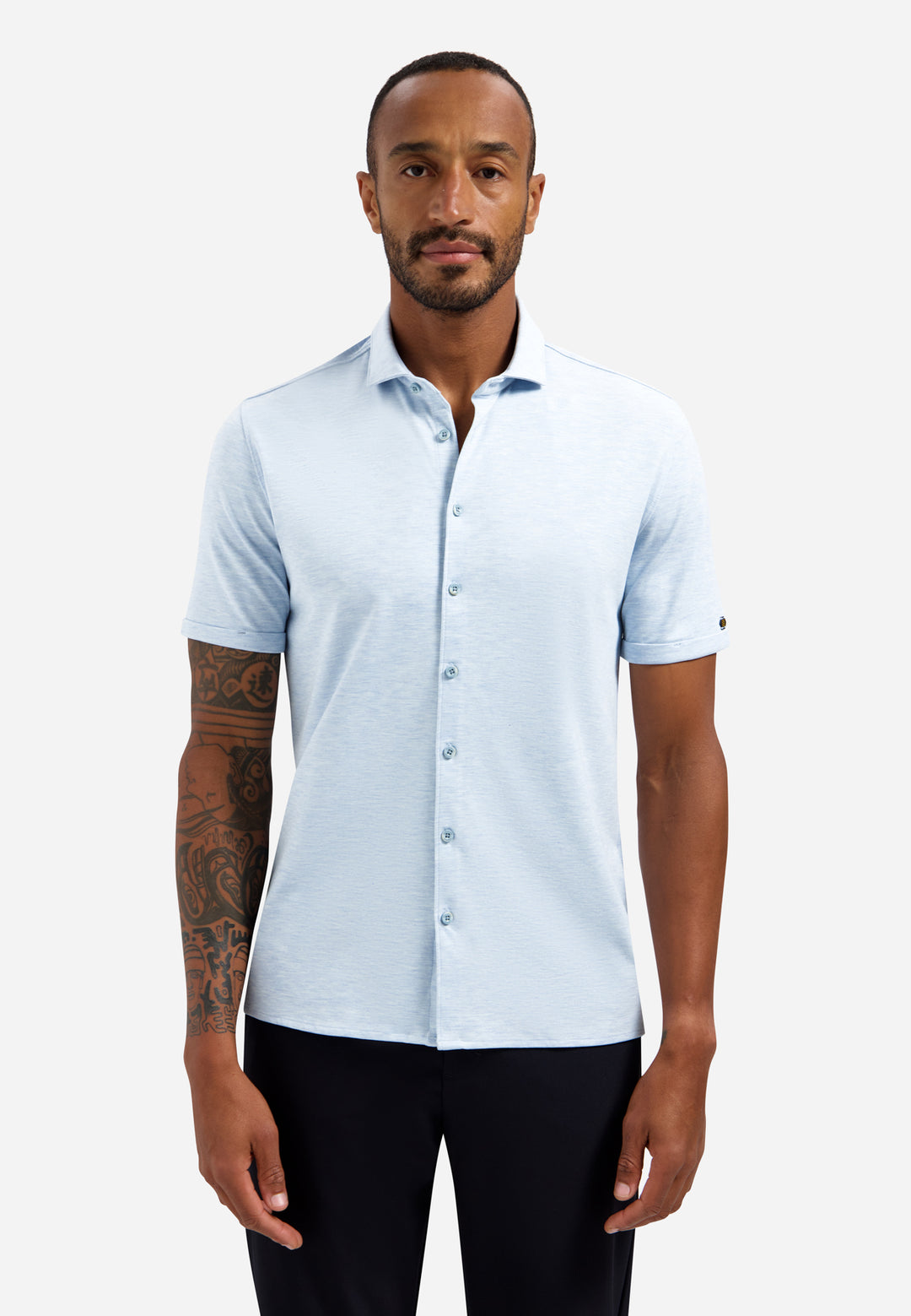 Shirt Short Sleeve Melange Jersey, Blue 030 Bild 1