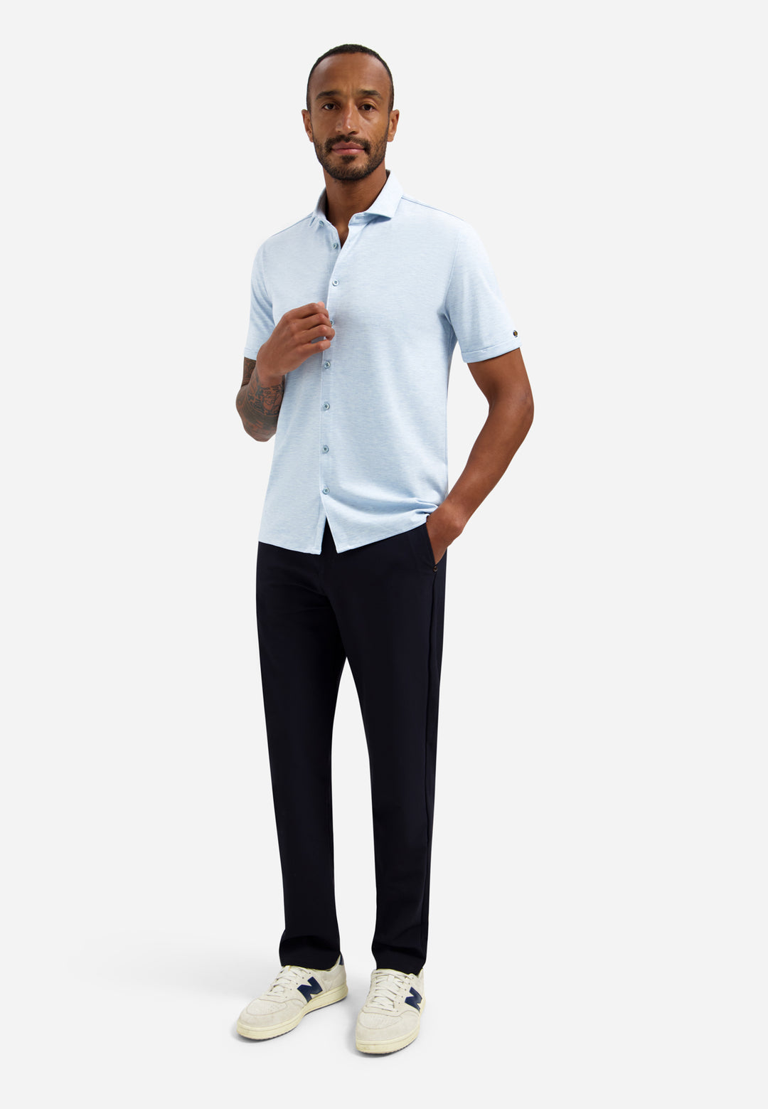 Shirt Short Sleeve Melange Jersey, Blue 030 Bild 3