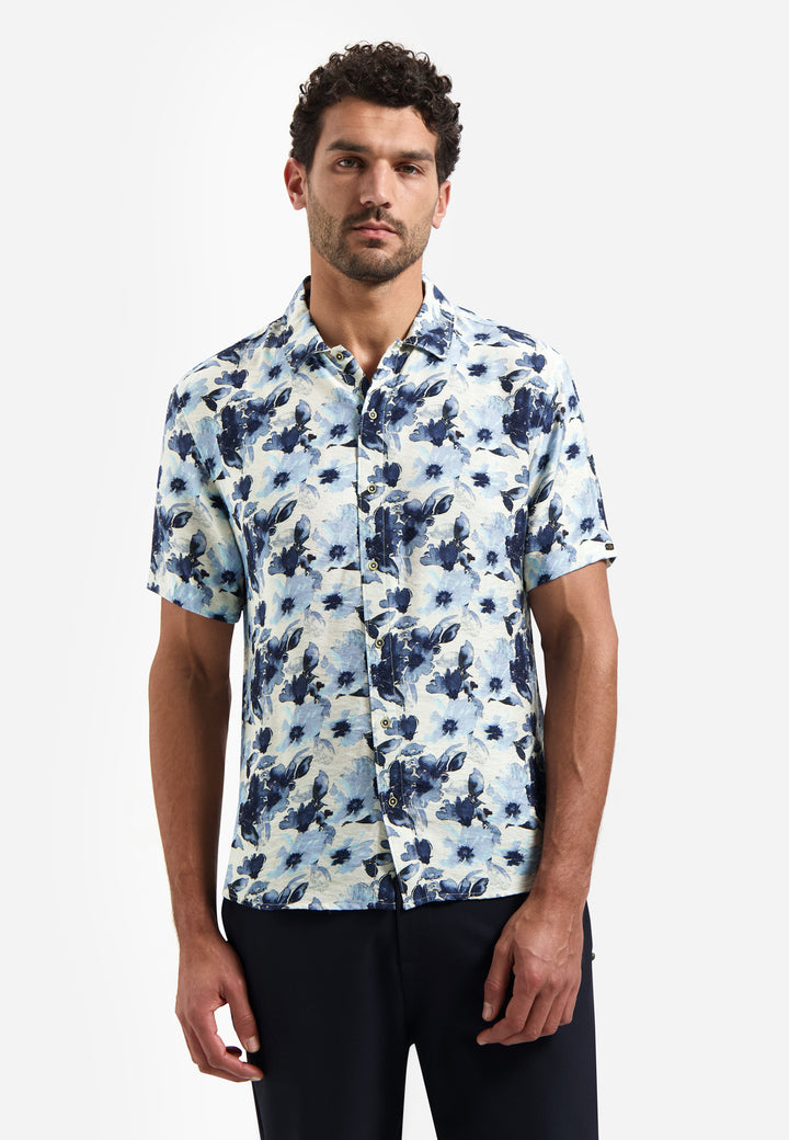 Shirt Short Sleeve Stretch Allover Printed, Blue 030 Bild 1