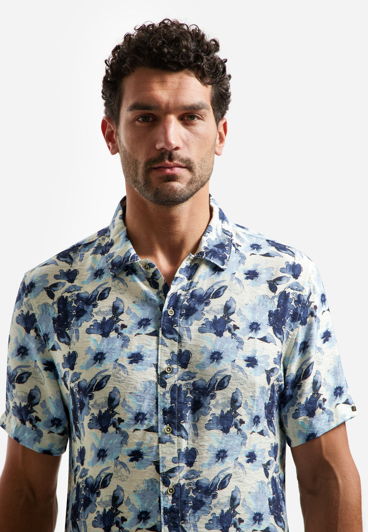 Shirt Short Sleeve Stretch Allover Printed, Blue 030 Bild 4