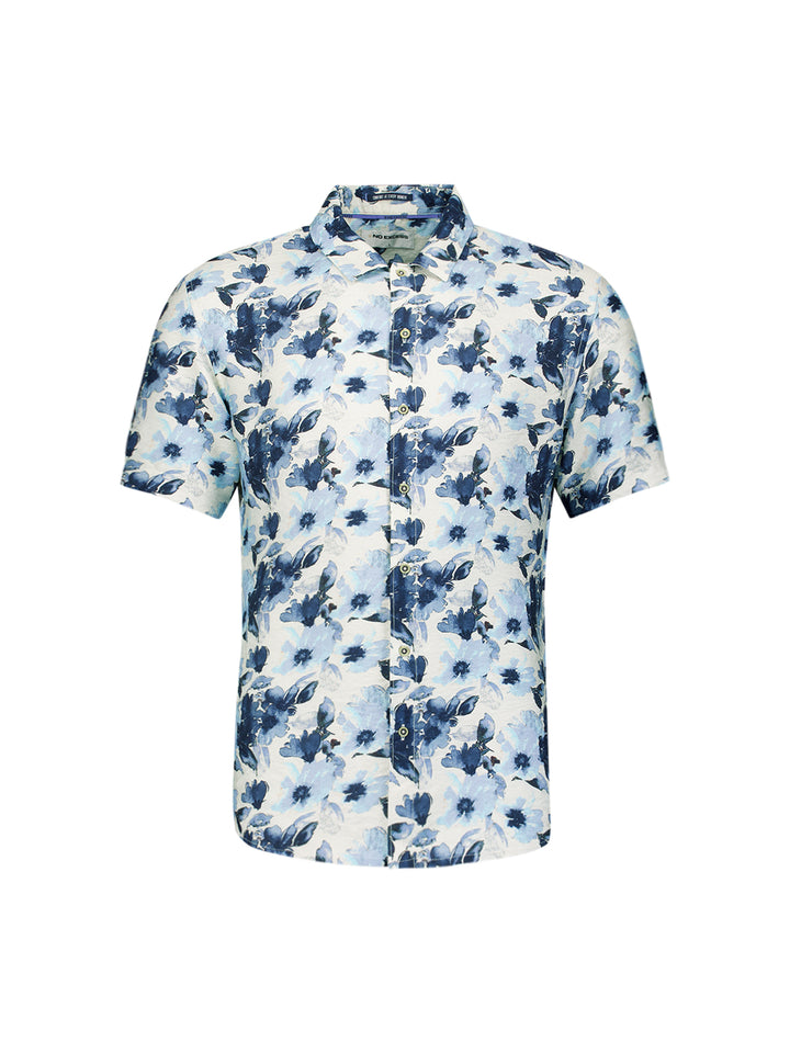 Shirt Short Sleeve Stretch Allover Printed, Blue 030 Bild 5