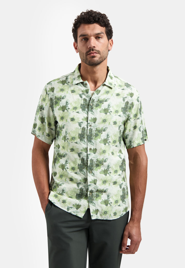 Shirt Short Sleeve Stretch Allover Printed, Green 050 Bild 1