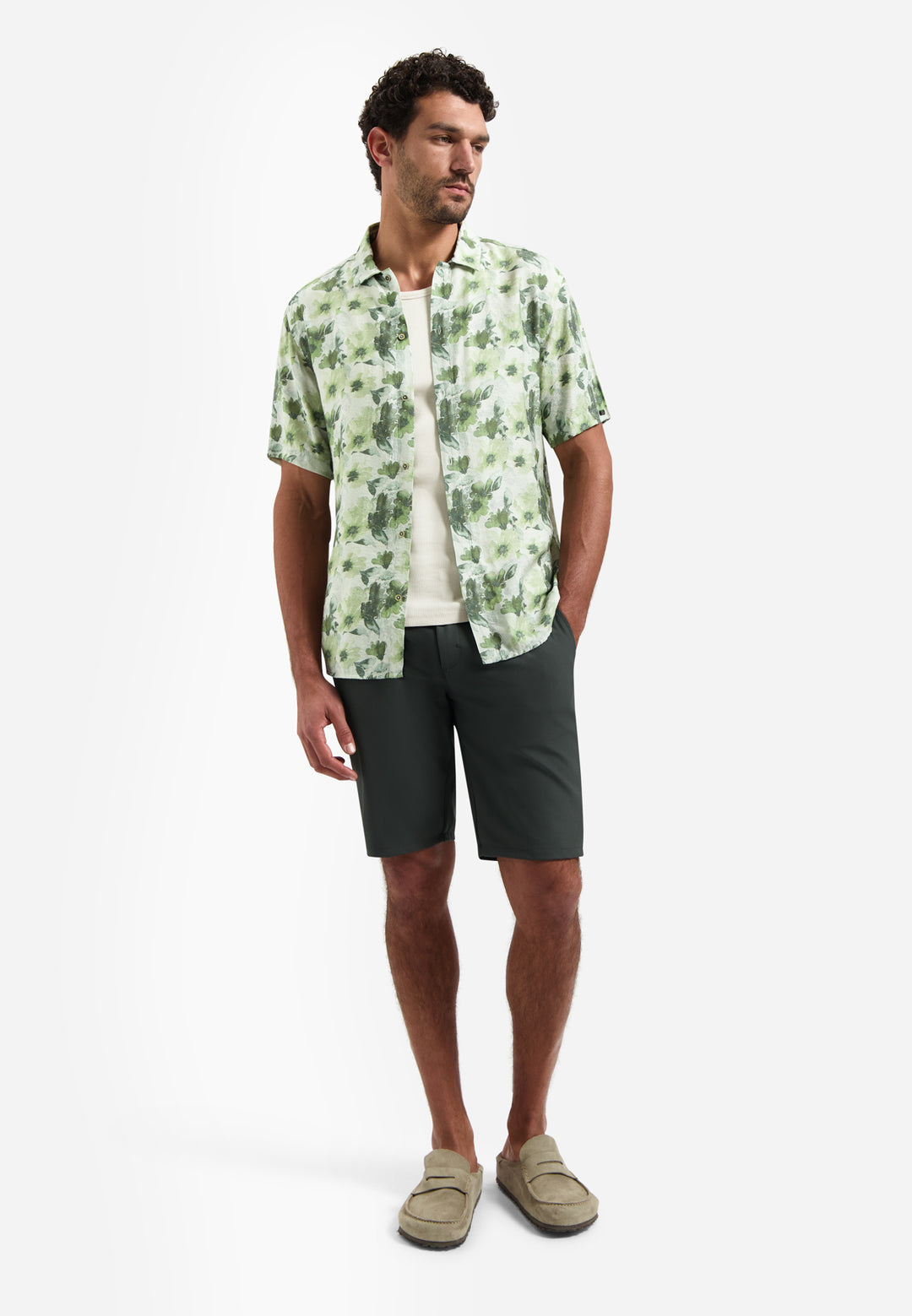Shirt Short Sleeve Stretch Allover Printed, Green 050 Bild 3