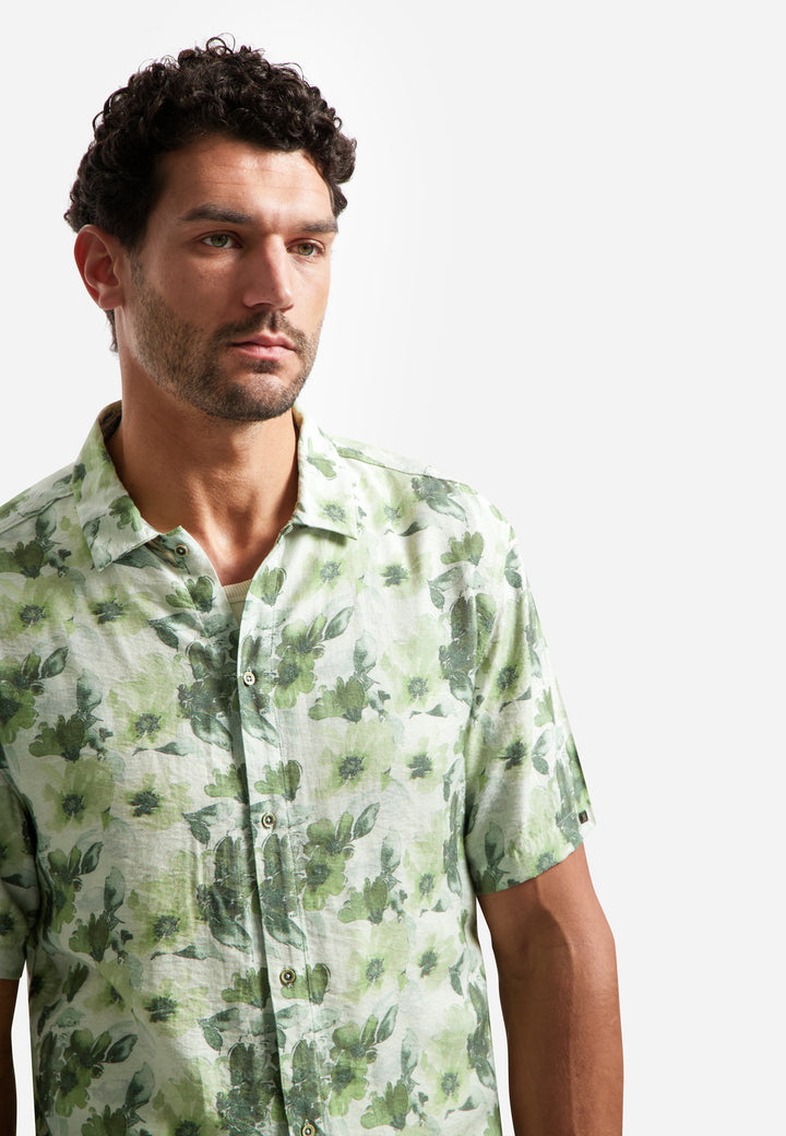Shirt Short Sleeve Stretch Allover Printed, Green 050 Bild 4