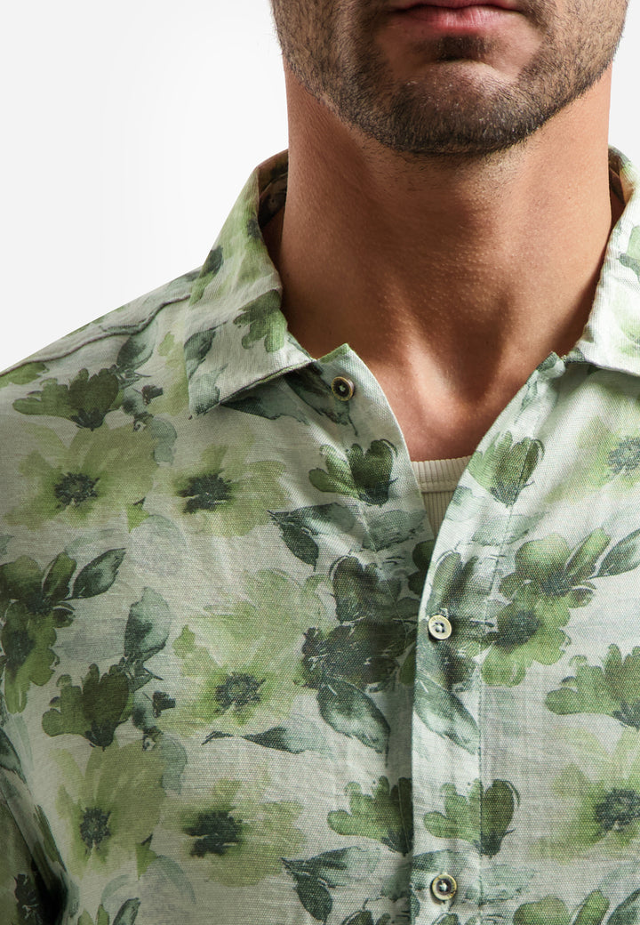 Shirt Short Sleeve Stretch Allover Printed, Green 050 Bild 7