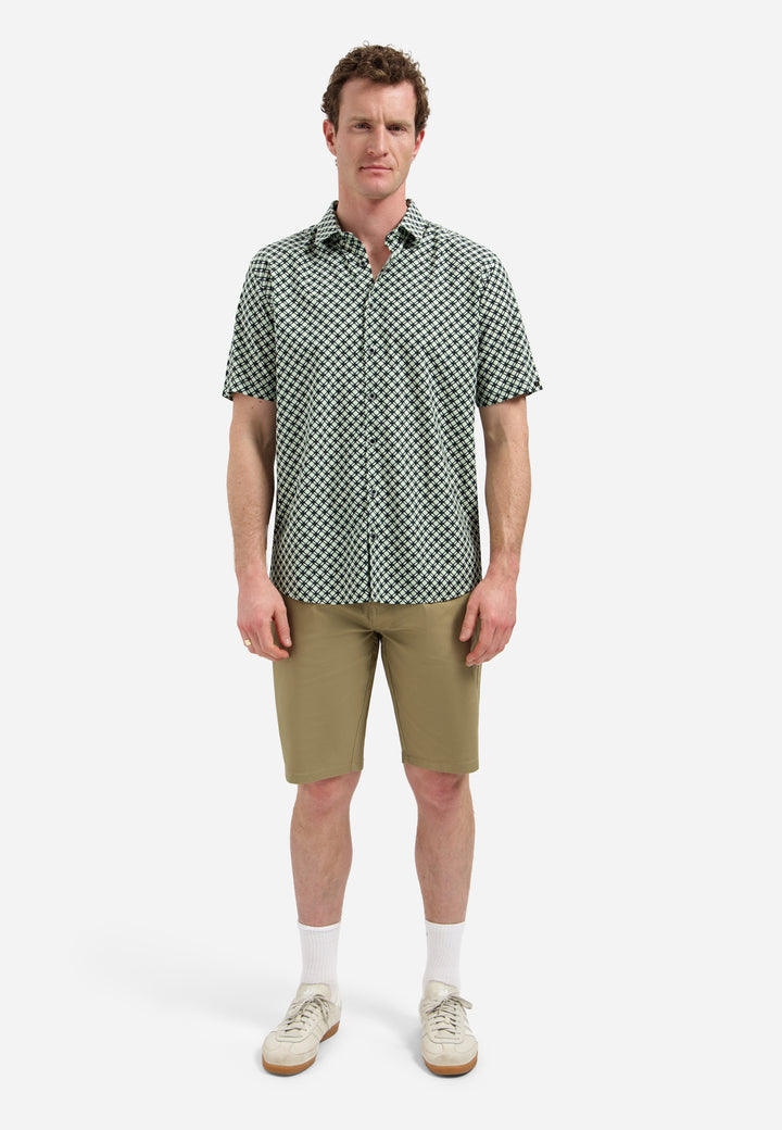 Shirt Short Sleeve Stretch Allover Printed, Green 050 Bild 3