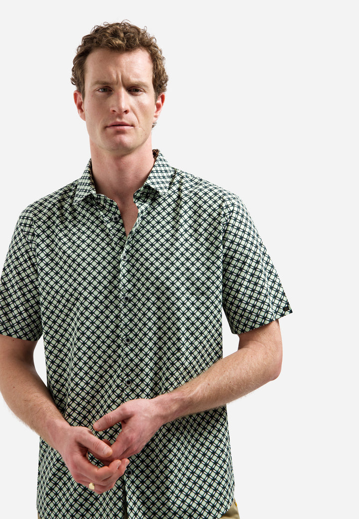Shirt Short Sleeve Stretch Allover Printed, Green 050 Bild 4