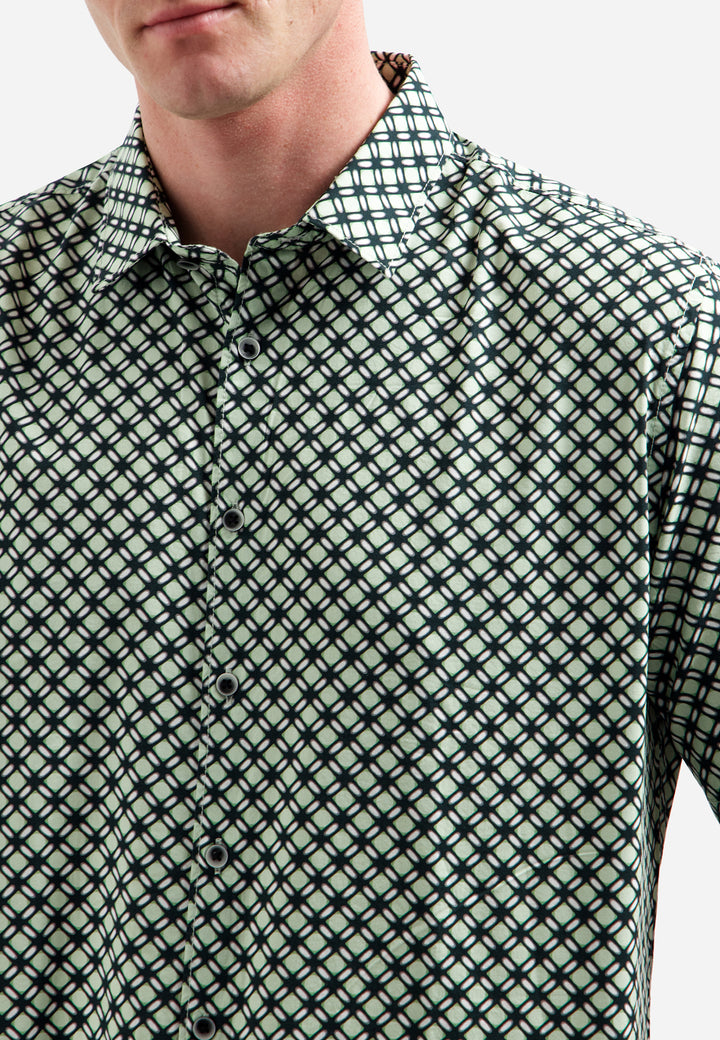 Shirt Short Sleeve Stretch Allover Printed, Green 050 Bild 7