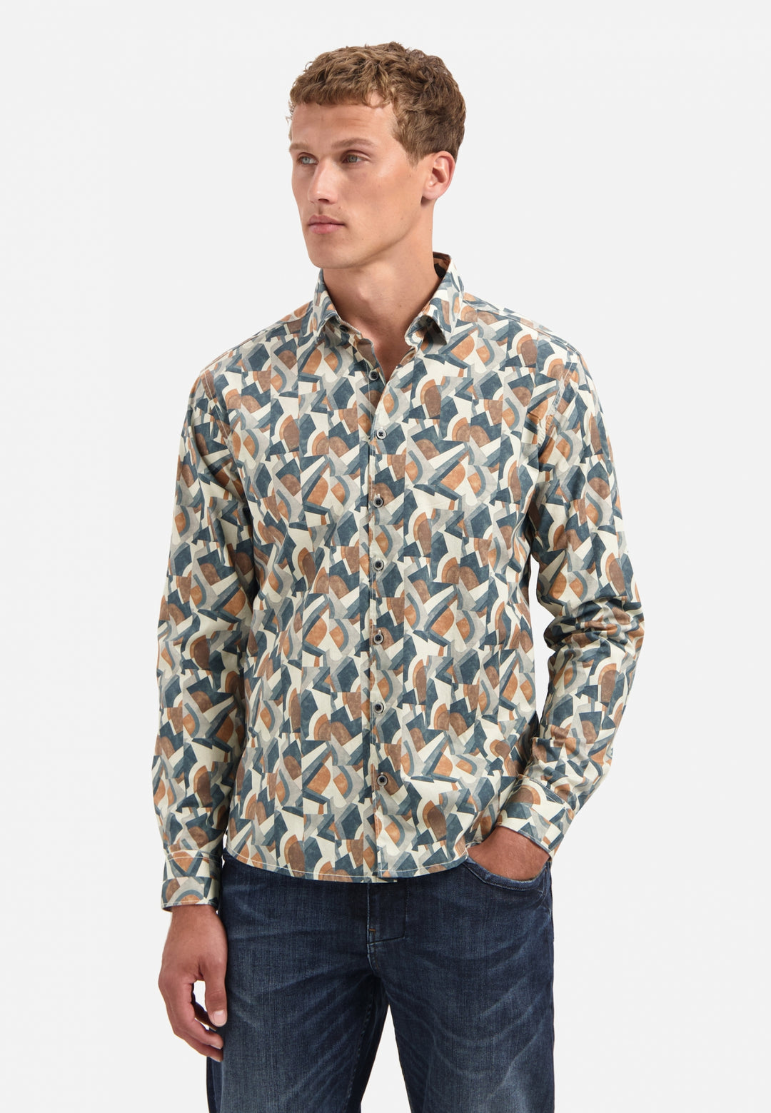 Shirt Stretch Allover Printed, Night 078 Bild 1