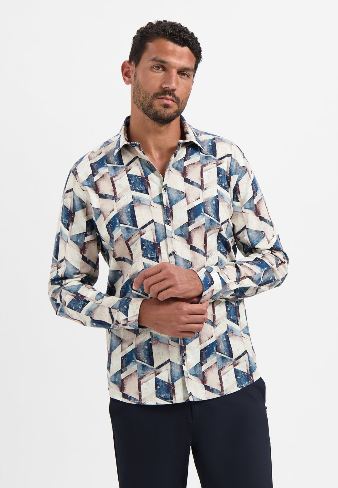 Shirt Stretch Allover Printed, Night 078 Bild 1