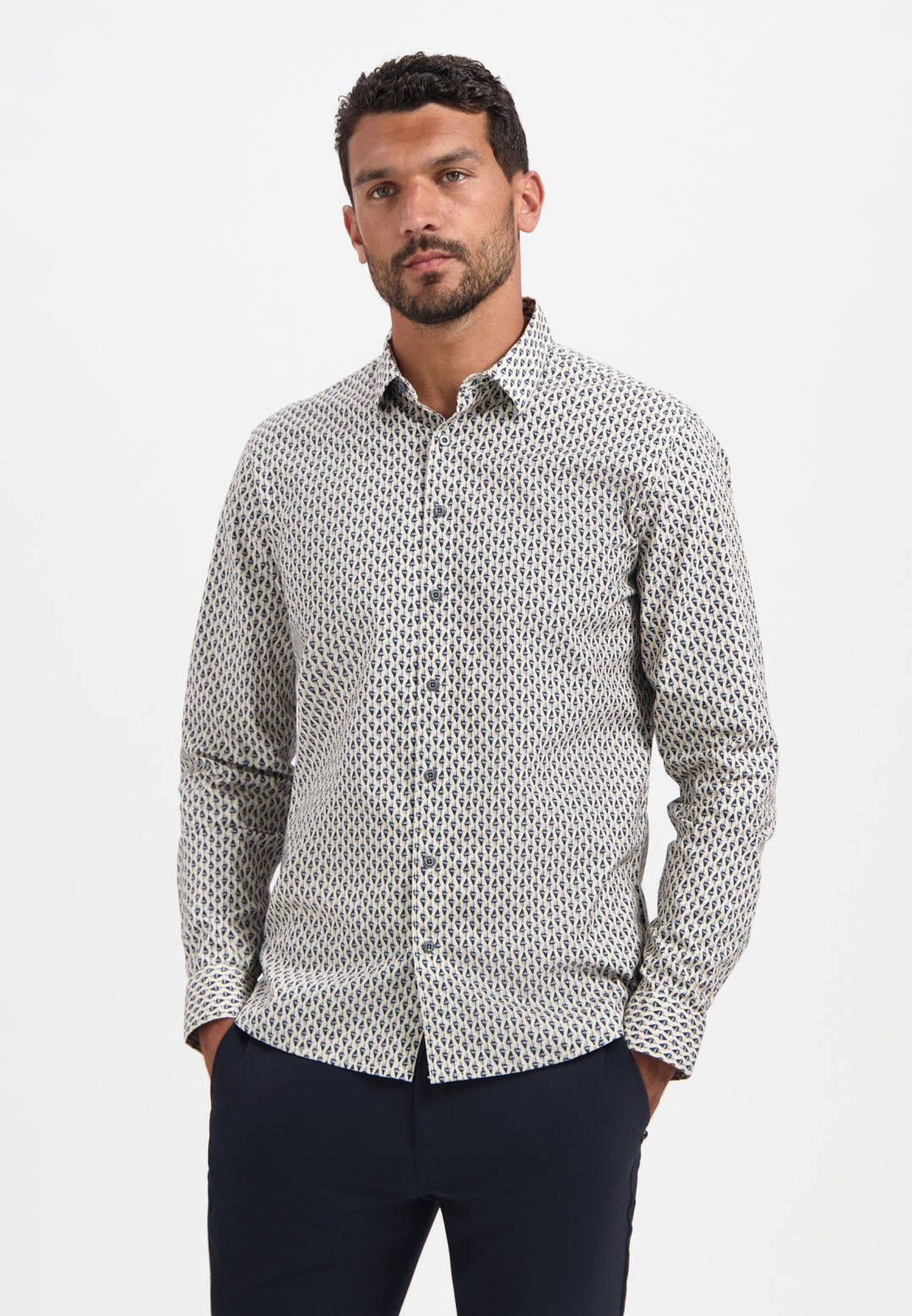 Shirt Stretch Allover Printed, White 010 Bild 1