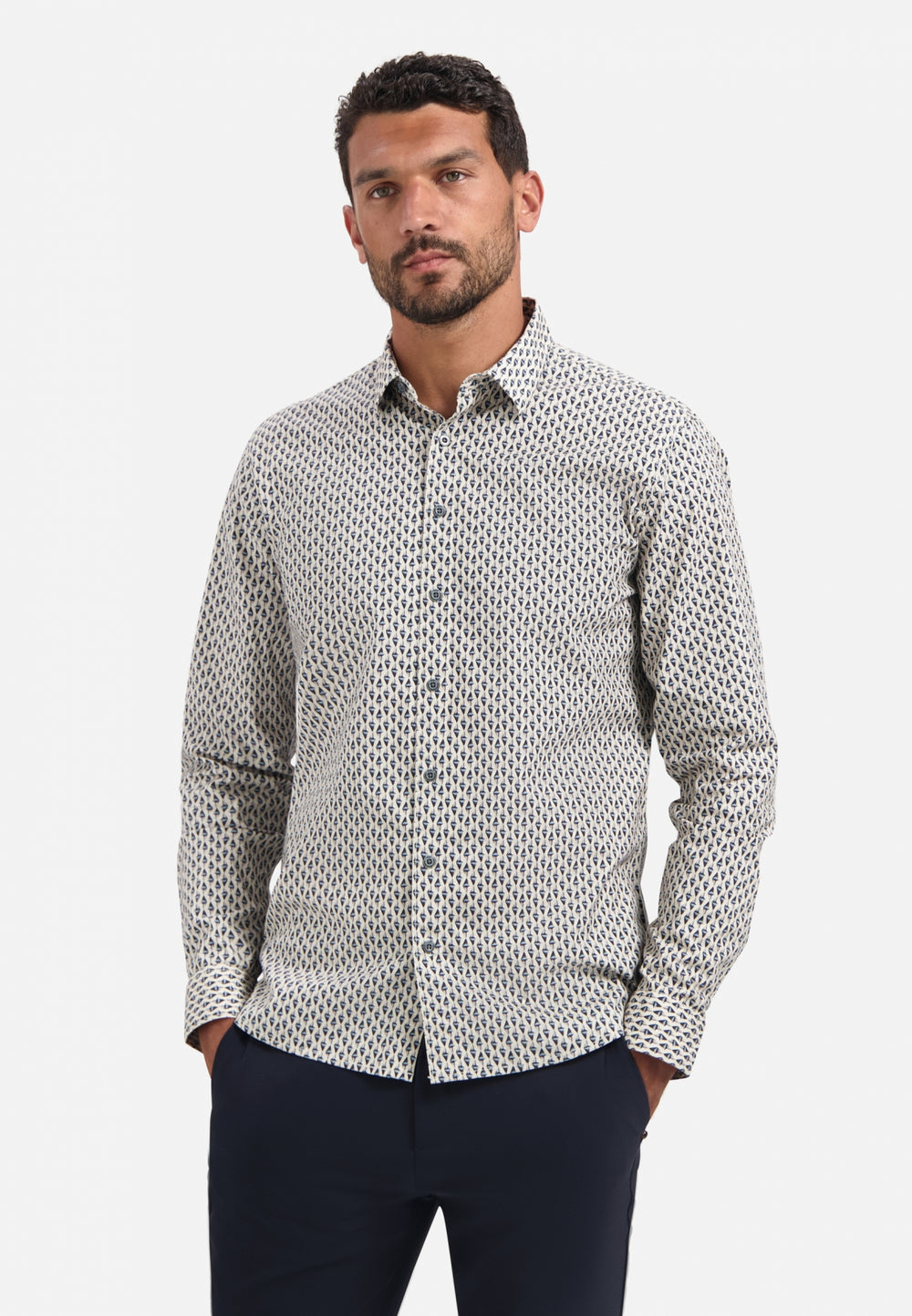 Shirt Stretch Allover Printed, White 010 Bild 2