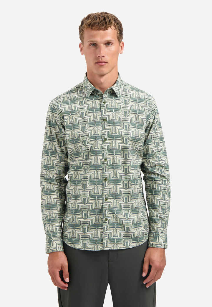 Shirt Stretch Allover Printed, Dark Green 052 Bild 1