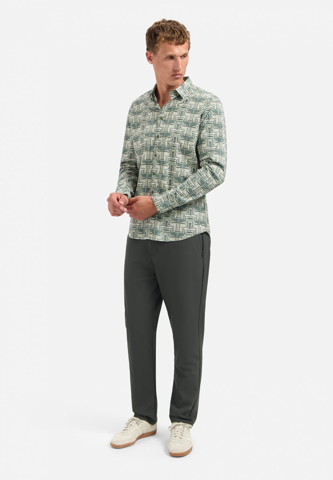 Shirt Stretch Allover Printed, Dark Green 052 Bild 3