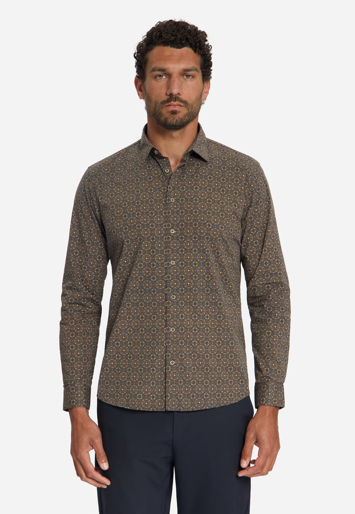 Shirt Stretch Allover Printed, Caramel 048 Bild 1
