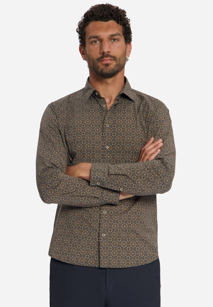 Shirt Stretch Allover Printed, Caramel 048 Bild 4