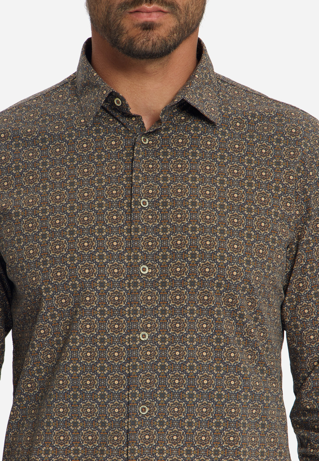 Shirt Stretch Allover Printed, Caramel 048 Bild 7