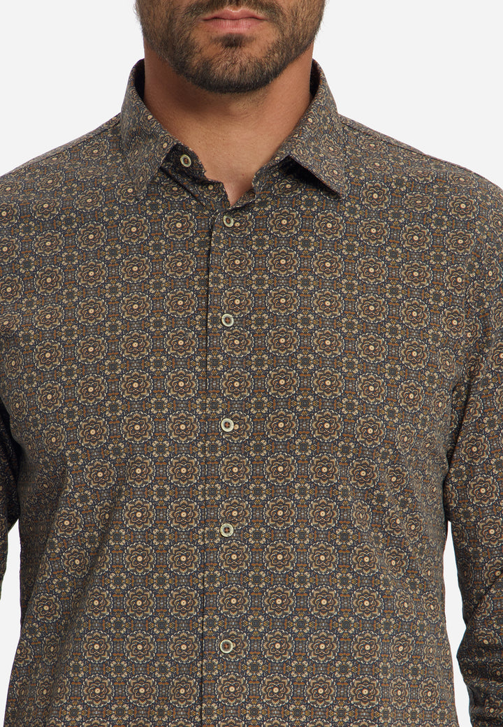 Shirt Stretch Allover Printed, Caramel 048 Bild 7