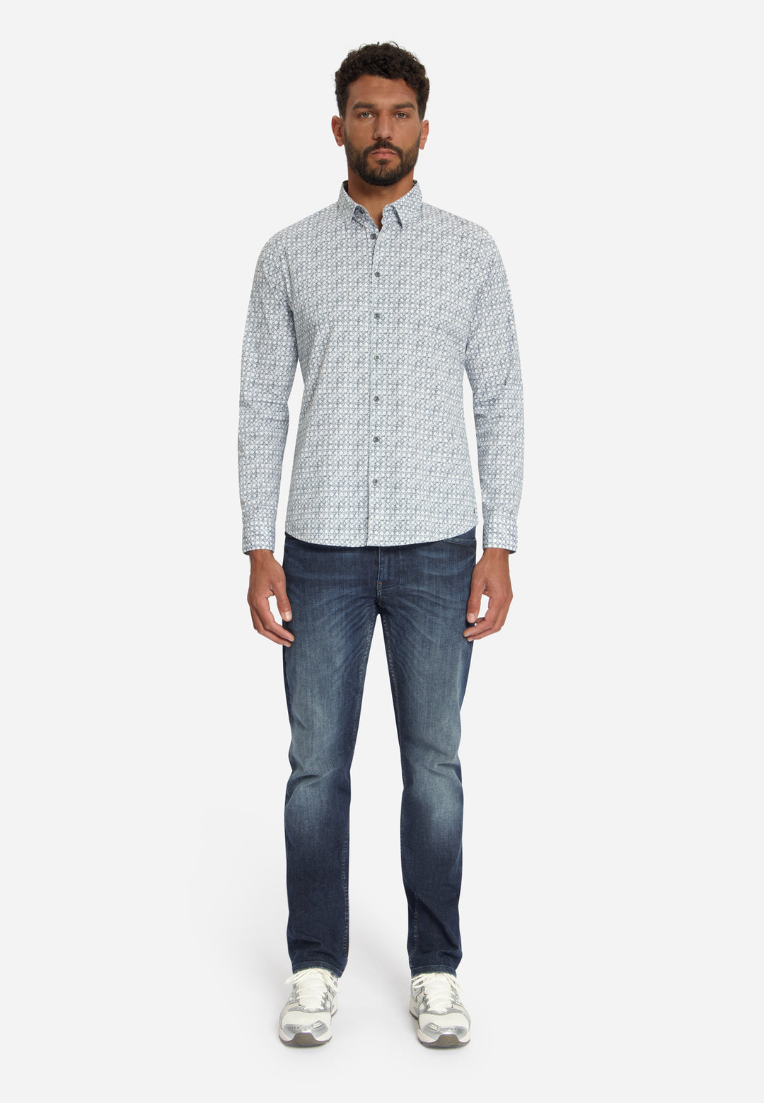 Shirt Stretch Allover Printed, Dusty Blue 138 Bild 3