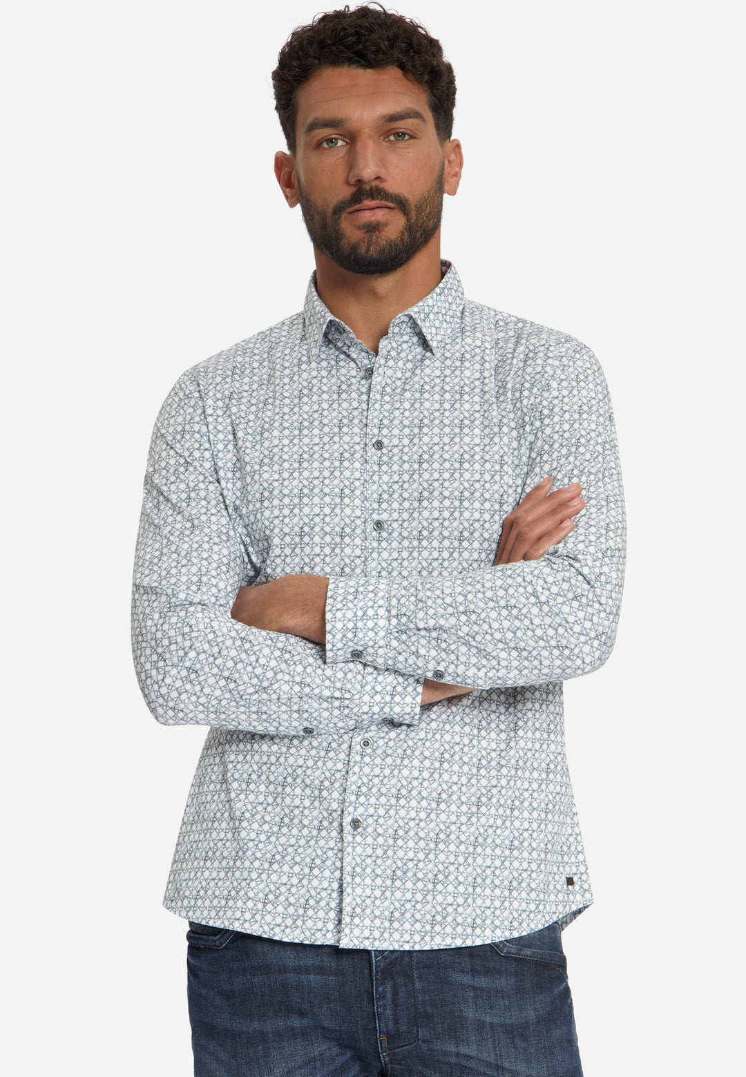 Shirt Stretch Allover Printed, Dusty Blue 138 Bild 4