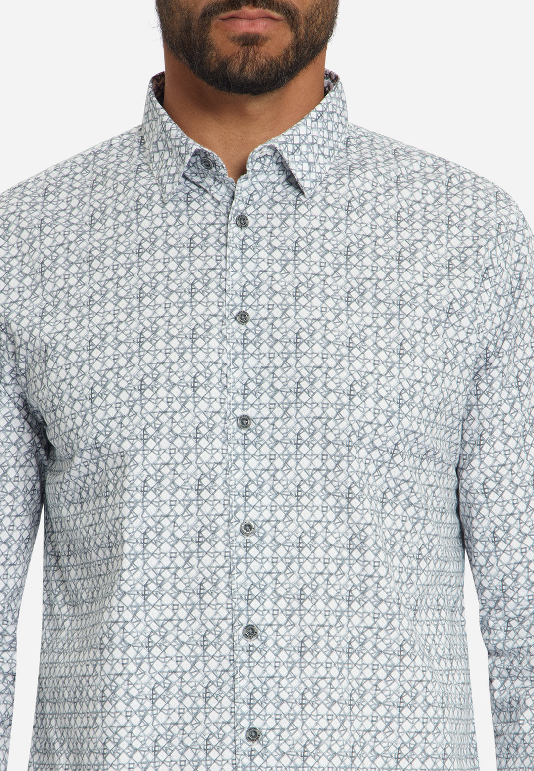 Shirt Stretch Allover Printed, Dusty Blue 138 Bild 7