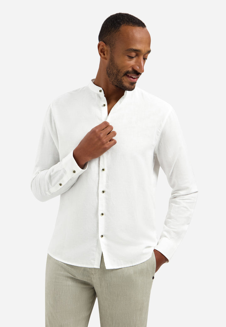 Shirt With Linen Granddad, White 010 Bild 1
