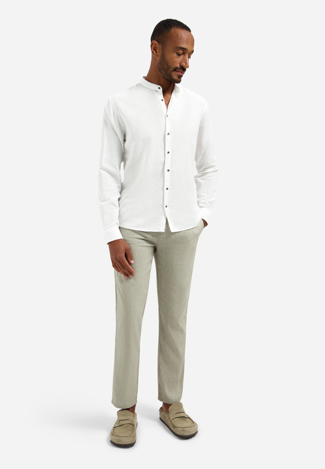 Shirt With Linen Granddad, White 010 Bild 3