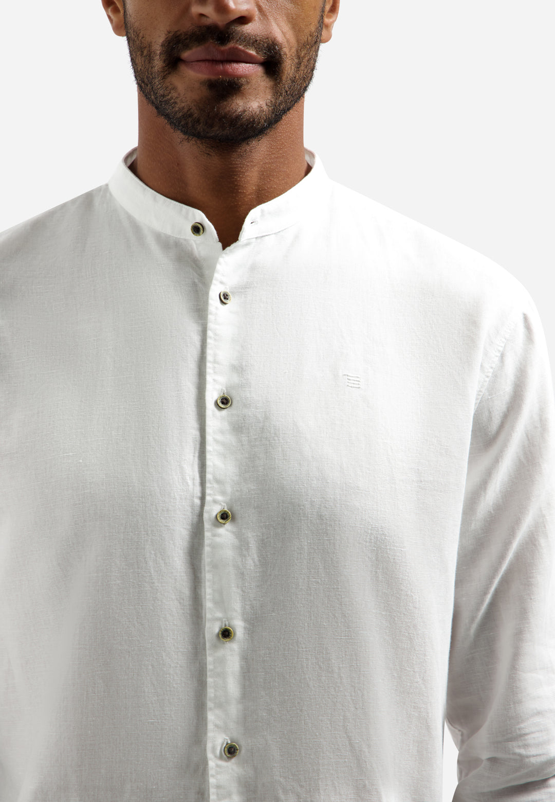 Shirt With Linen Granddad, White 010 Bild 7