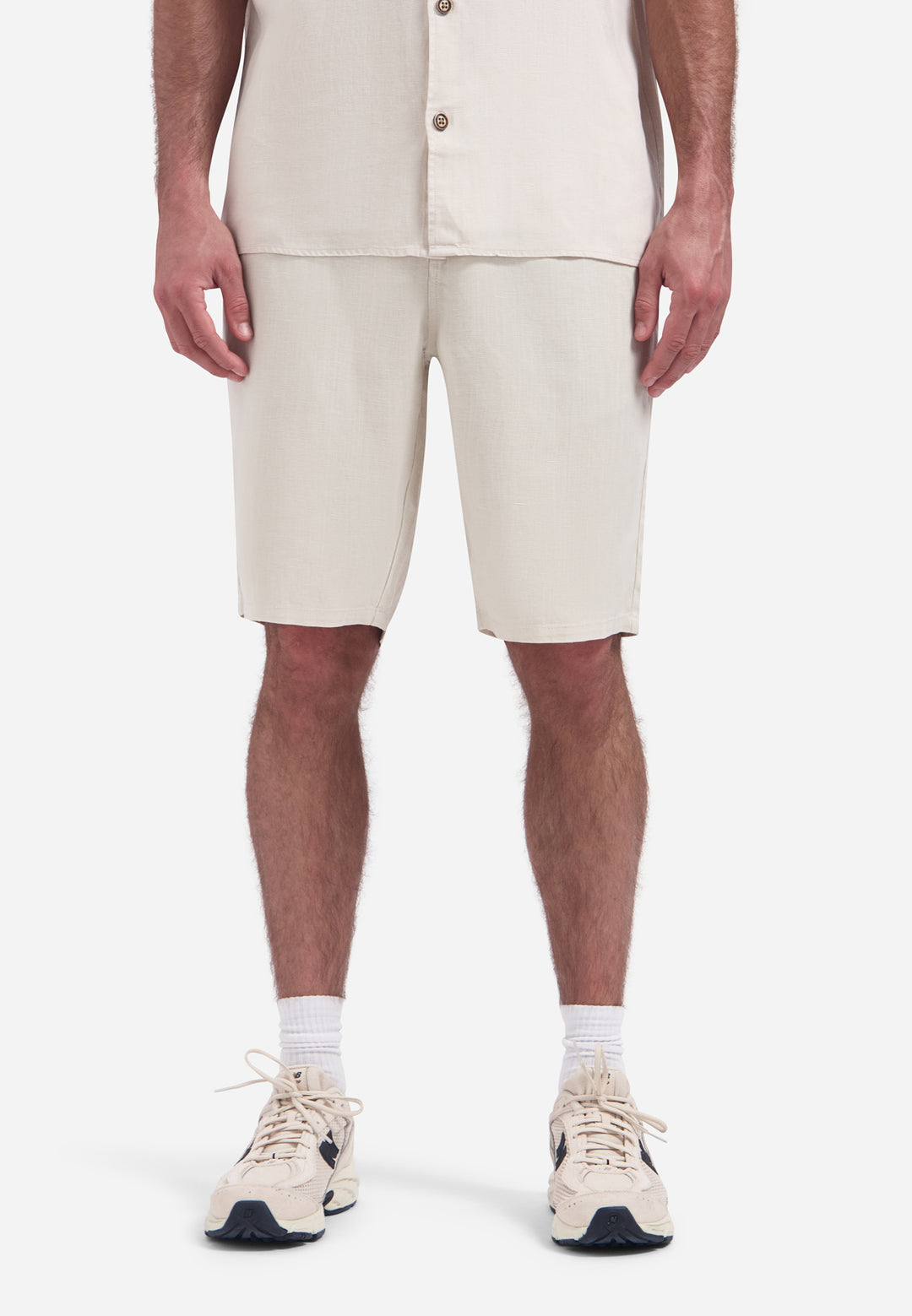 Short Chino With Linen, Garment Dyed, Stone 014 Bild 1