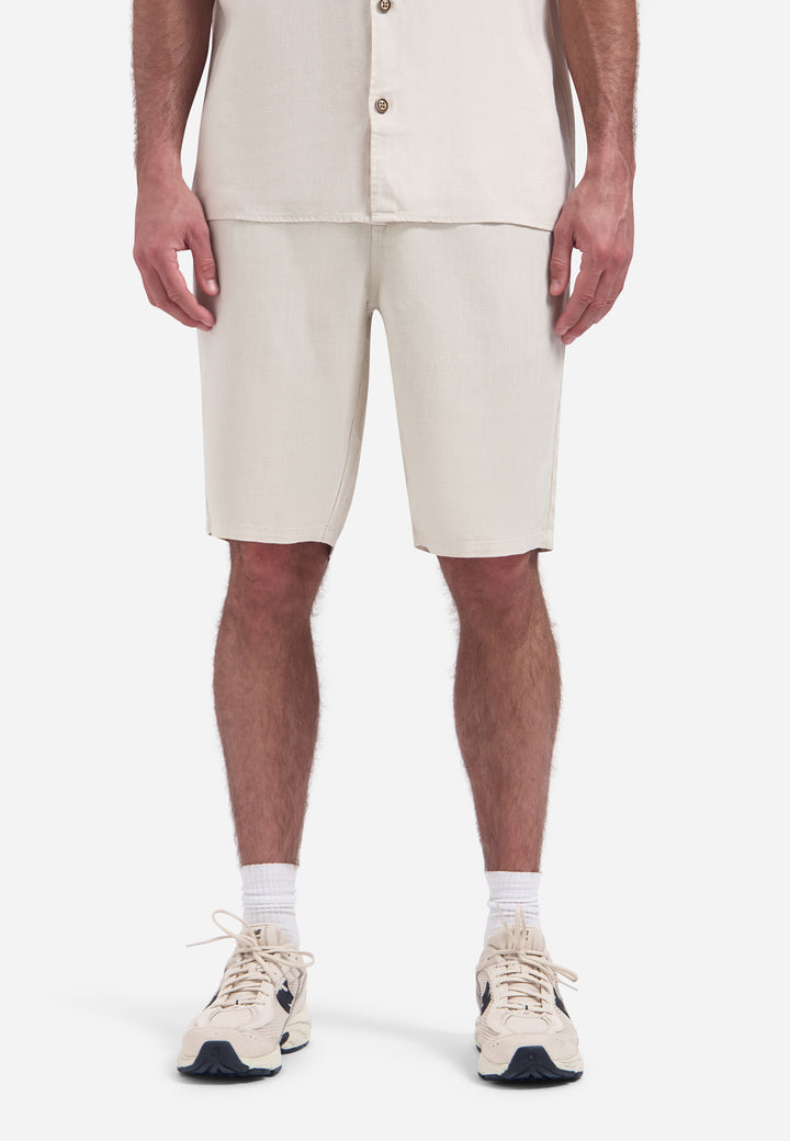 Short Chino With Linen, Garment Dyed, Stone 014 Bild 1