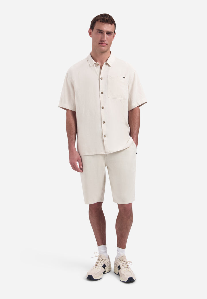 Short Chino With Linen, Garment Dyed, Stone 014 Bild 3