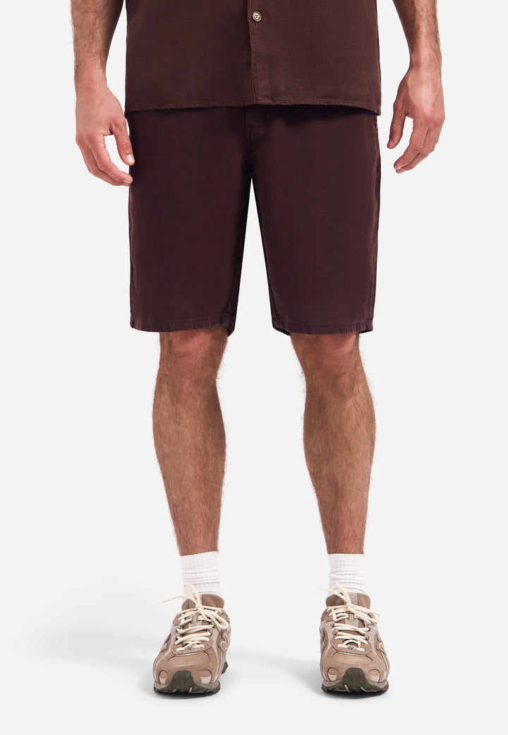 Short Chino With Linen, Garment Dyed, Dark Brown 042 Bild 1