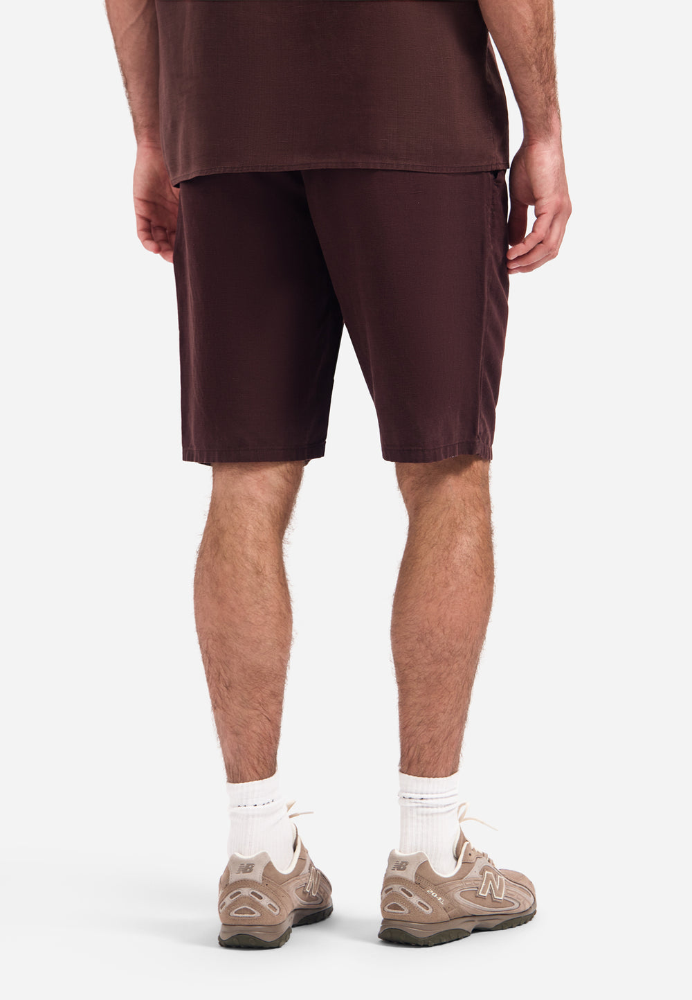 Short Chino With Linen, Garment Dyed, Dark Brown 042 Bild 2
