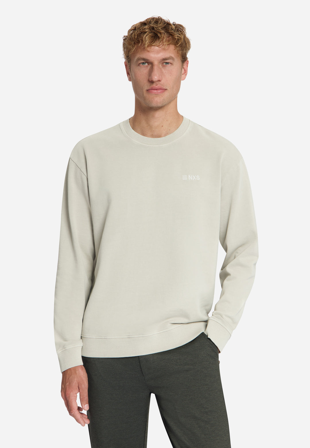 Sweater Crewneck French Terry Garment Dyed, Cement 122 Bild 1