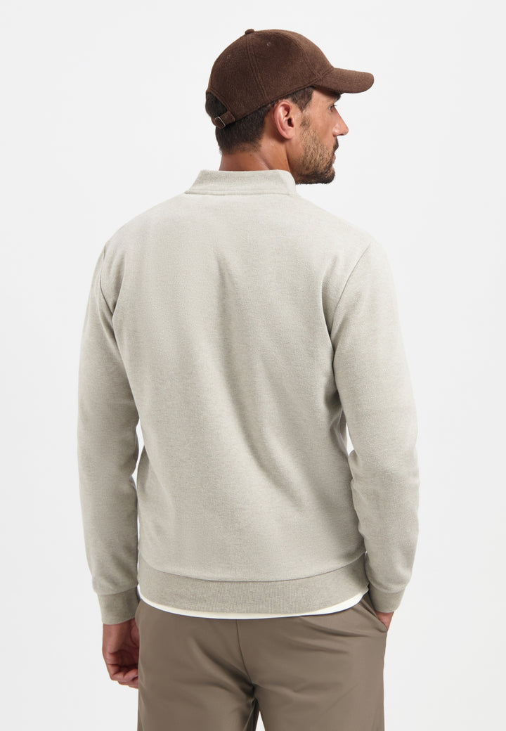 Sweater Full zip College Collar Twill Relief, Sand 015 Bild 2
