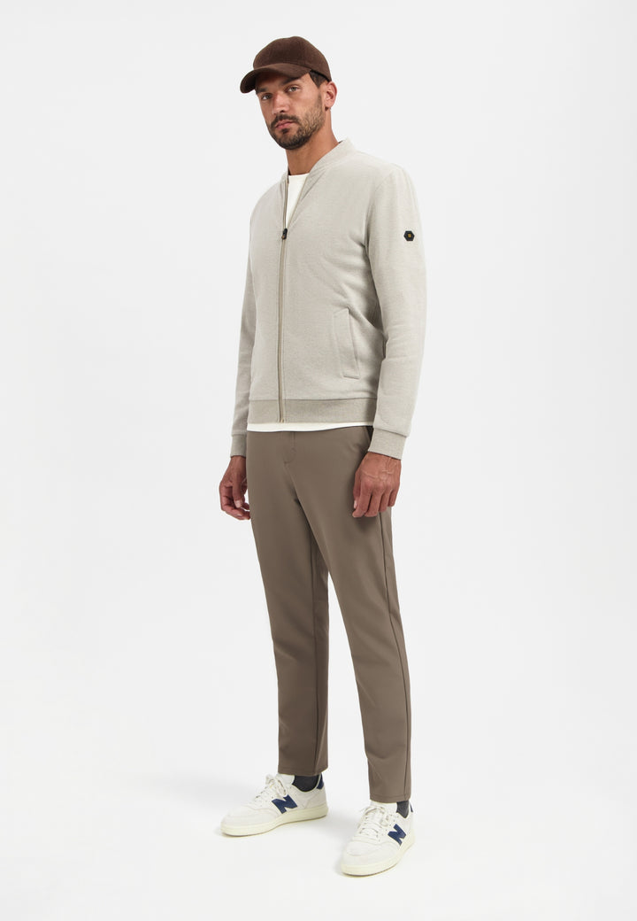 Sweater Full zip College Collar Twill Relief, Sand 015 Bild 3