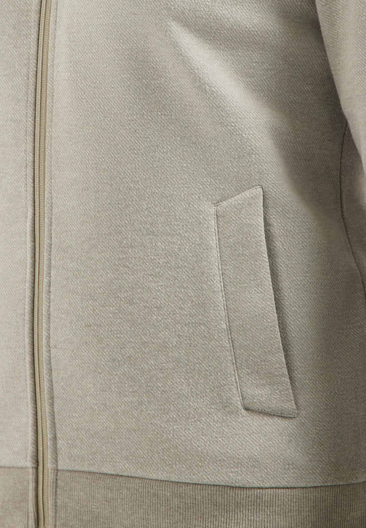 Sweater Full zip College Collar Twill Relief, Sand 015 Bild 7