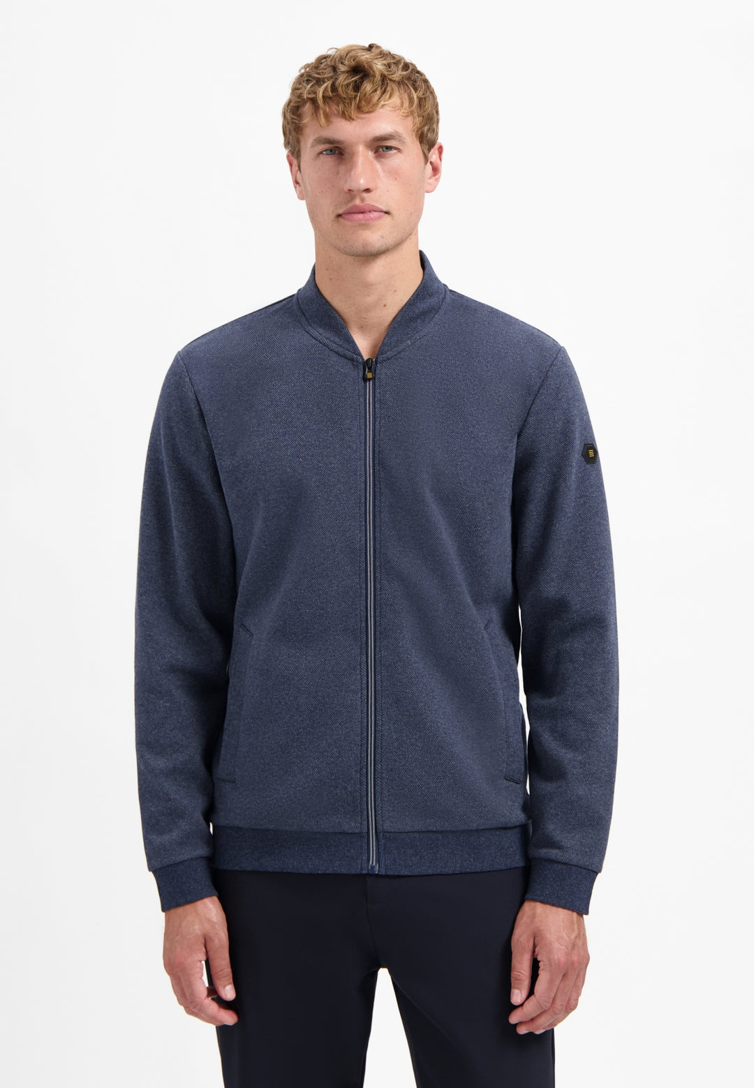 Sweater Full zip College Collar Twill Relief, Night 078 Bild 1