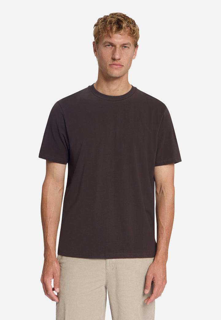T-Shirt Crewneck Solid Basic Stretch, Dark Brown 042 Bild 1