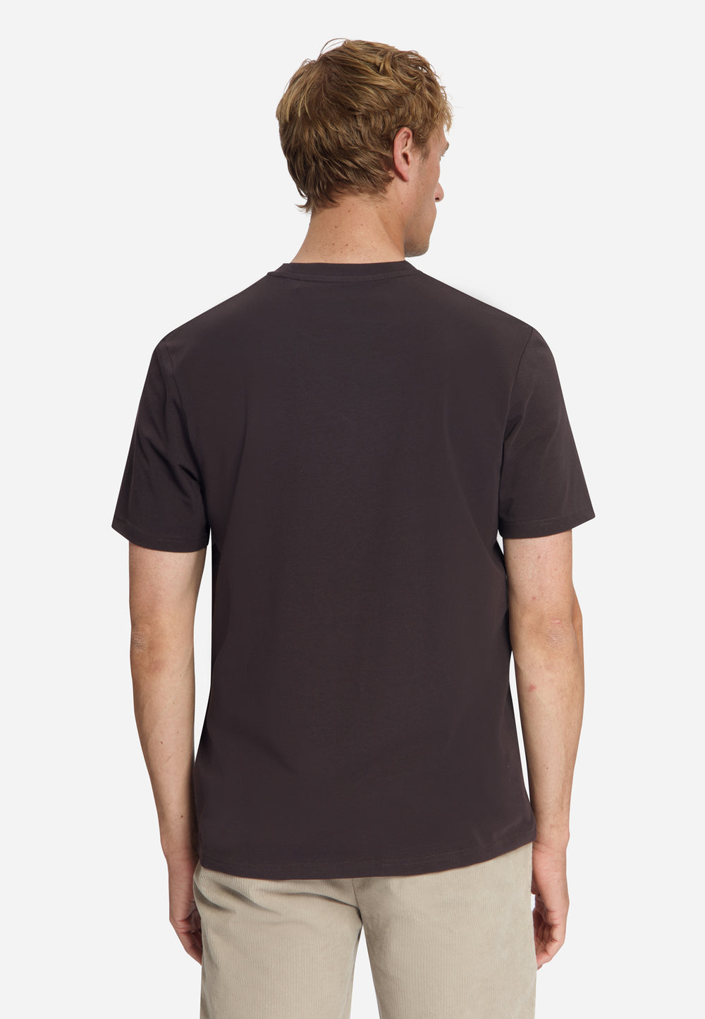 T-Shirt Crewneck Solid Basic Stretch, Dark Brown 042 Bild 2