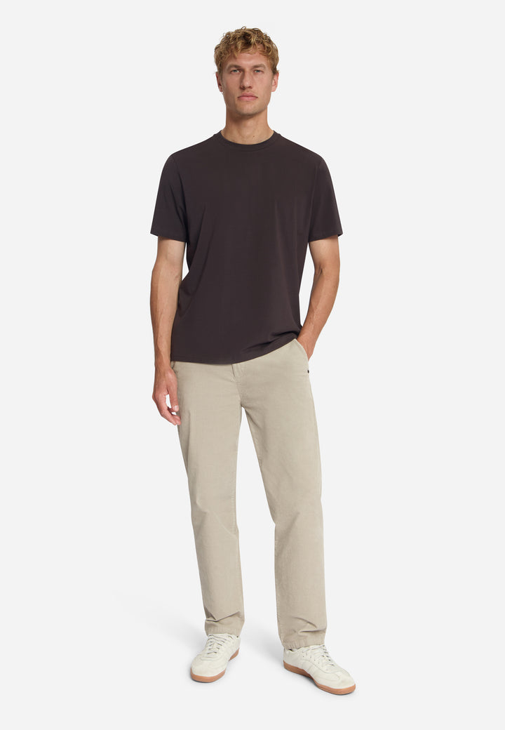 T-Shirt Crewneck Solid Basic Stretch, Dark Brown 042 Bild 3