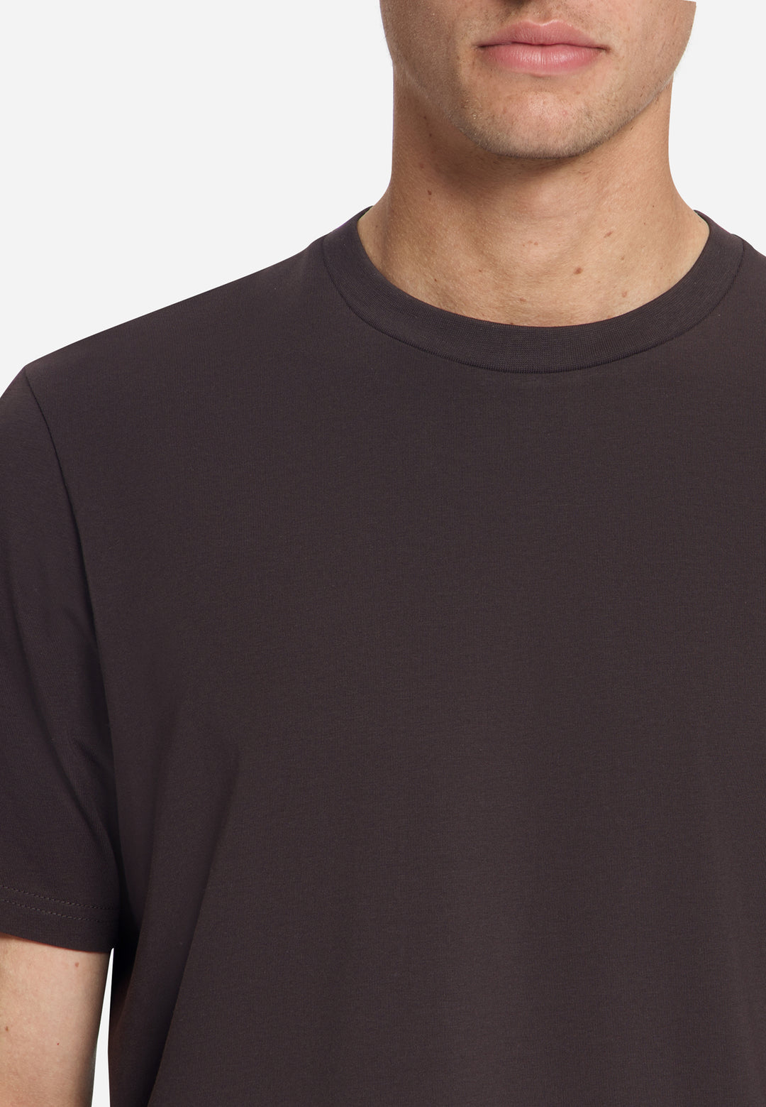 T-Shirt Crewneck Solid Basic Stretch, Dark Brown 042 Bild 7