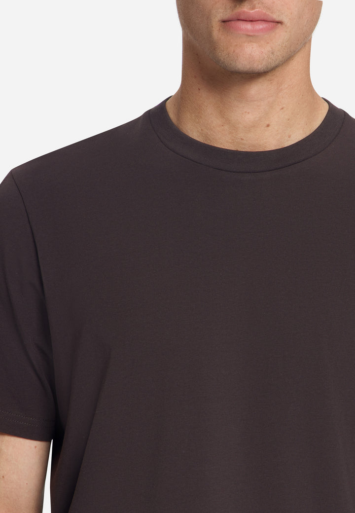 T-Shirt Crewneck Solid Basic Stretch, Dark Brown 042 Bild 7