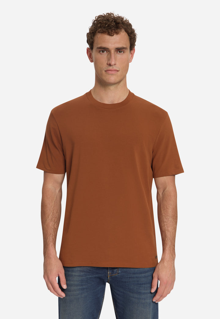 T-Shirt Crewneck Solid Basic Stretch, Caramel 048 Bild 1