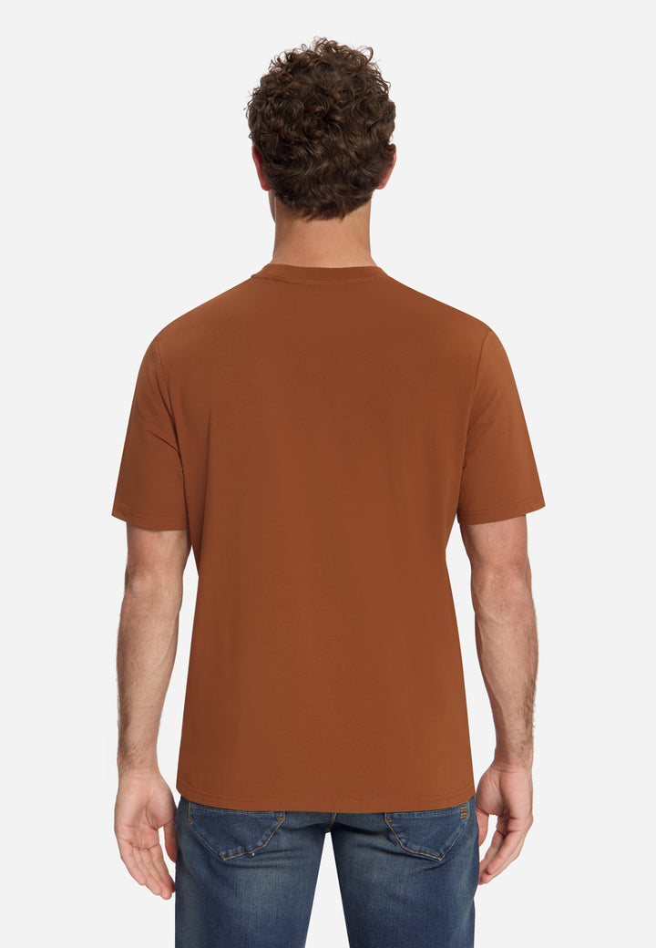 T-Shirt Crewneck Solid Basic Stretch, Caramel 048 Bild 2
