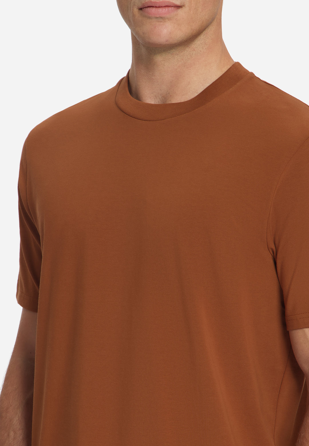T-Shirt Crewneck Solid Basic Stretch, Caramel 048 Bild 7