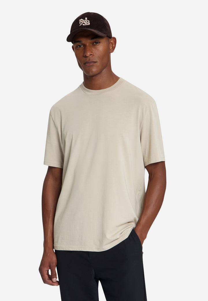 T-Shirt Crewneck Solid Basic Stretch, Cement 122 Bild 1